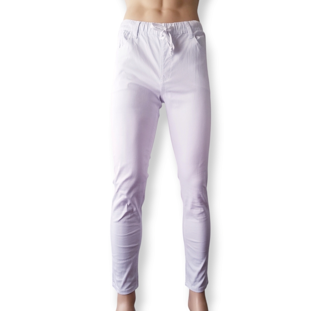 Victorious White Elastic Drawstring Waistband Skinny Pants